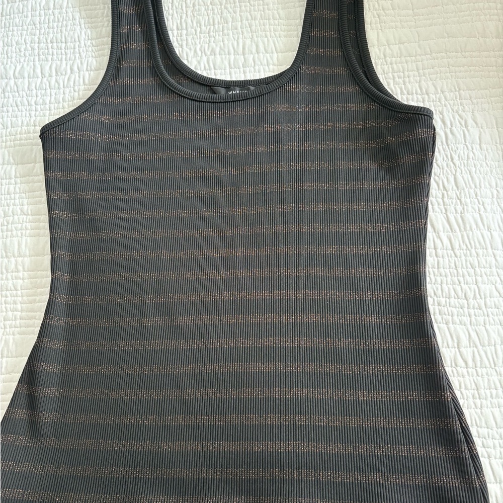White House Black Market Charcoal and Pink Tank Top